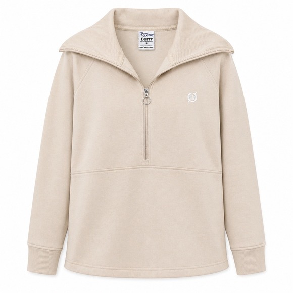 Born Tops - Born Outdoor Quarter Zip Pullover Small Beige Athleisure Minimalist